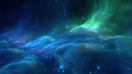 Abstract Glowing Blue Green Nebula