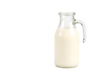 Fresh glass and isolated plastic bottle of milk, a healthy dairy drink for breakfast