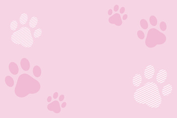 ピンクの肉球背景イラスト © Mina3