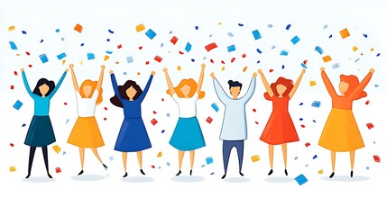 Group of diverse people celebrating with confetti