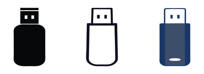 Usb icon logo design. Vector usb flash drive vector icon. Usb icon set. Flash disk sign and symbol. usb charging. 
