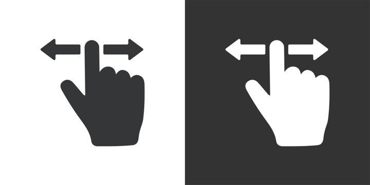 Horizontal Swipe or Drag Gesture Icon with Left and Right Arrows Icon. Solid glyph series icon