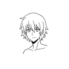 Black and white hot anime character line art illustration, stylish minimal outline drawing in clean style