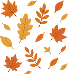 Seamless fall leaf pattern. Autumn foliage, endless design. Repeating nature print, background with falling leaves. Colored flat vector illustration for fabric, textile, wallpaper and wrapping paper