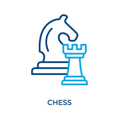 Chess Icon Outline Color Style. Vector Illustration For Graphic Design