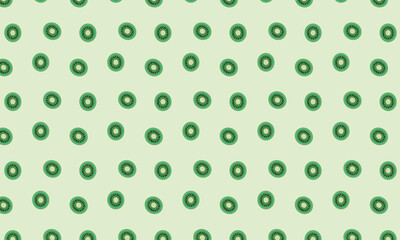 This pattern features a kiwi fruit cut in half, revealing its fresh interior with bright green flesh, small black seeds, and a white ring in the center. It is suitable for designs with a summer theme