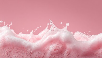 Fototapeta premium Pink foam texture, airy, light, bubbly, and slightly textured, against a solid pink backdrop