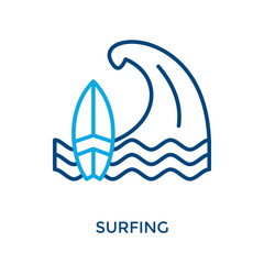 Surfing Icon Outline Color Style. Vector Illustration For Graphic Design © San D