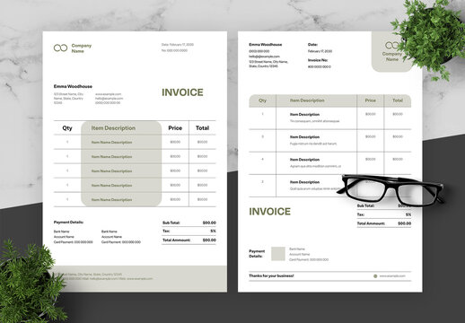 Beige And Black Invoice