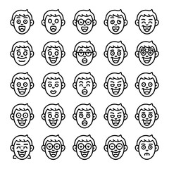 Comic Cartoon Bold Black Line Art with White Filled Icons, Playful Vector Outline Expression SVG Pack.