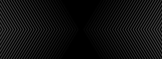 Dark line arrow background. Linear triangle repeating pattern. Striped halftone gradient texture. Thin to thick transition stripe backdrop for poster, cover, banner. Vector masculine sporty wallpaper