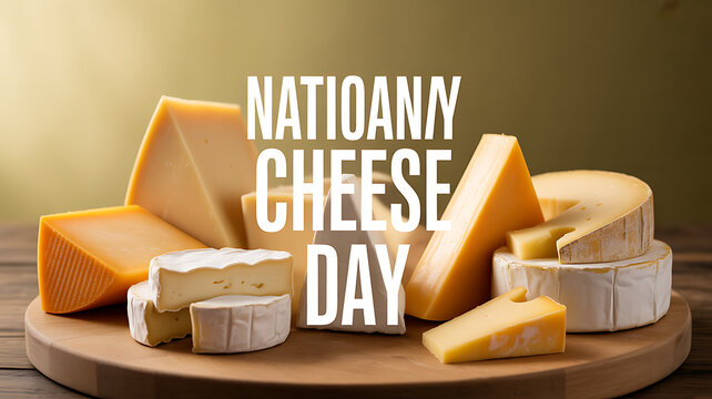 National Cheese Day celebration with assorted cheeses displayed on a wooden board