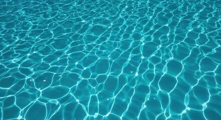 Fototapeta premium Captivating Water Surface: A shimmering expanse of pure aqua water surface dances under the sun, the crystal-clear depths reflecting light in an intricate, mesmerizing patterns.