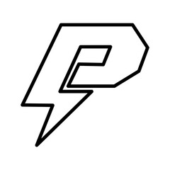 Stylized Letter P Icon with Lightning Bolt