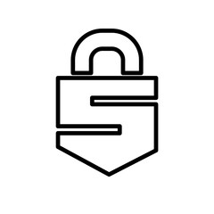 Outline Security Padlock Icon on White Background