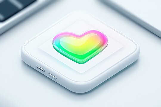 3D heart icon on a white square