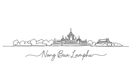 Obraz premium Nong Bua Lamphu Skyline One Line Drawing