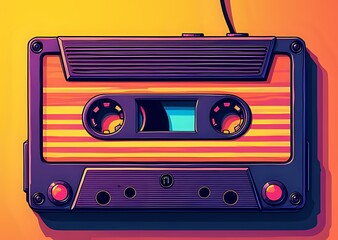 Retro Cassette Player Illustration