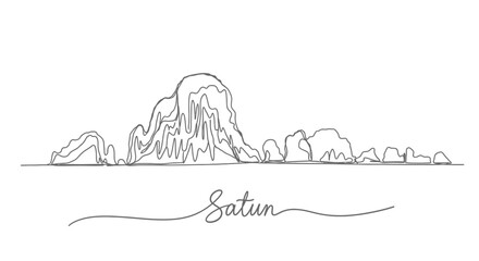 Fototapeta premium Satun Thailand Skyline Line Art