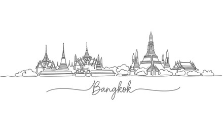 Bangkok Skyline Minimalist Line Art Illustration