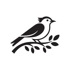 Decorative Bird Perched on Tree Branch Graphic