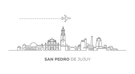 Fototapeta premium San Pedro de Jujuy Skyline with Airplane