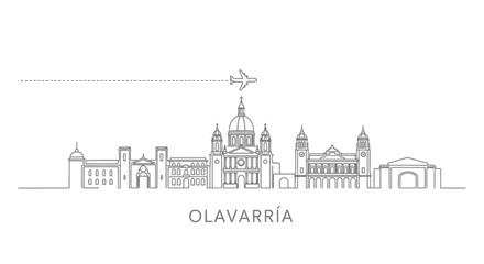 Fototapeta premium Olavarria City Skyline with Airplane