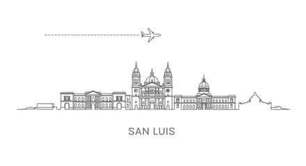 Fototapeta premium San Luis Potosi Skyline with Airplane