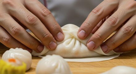 Hands forming dumpling