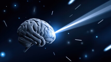 Intriguing Visual of Human Brain Centered on Dark Background Symbolizing Knowledge Intelligence and...