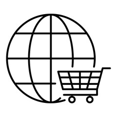 international e-commerce line icon with editable stroke