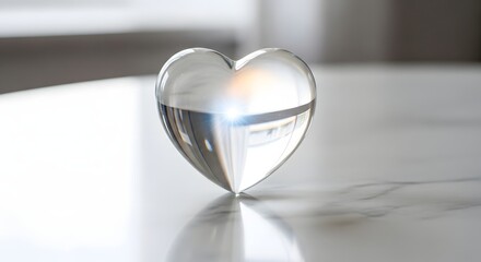 Transparent glass heart on white surface showing patient care