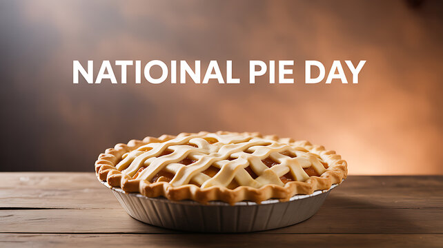 A freshly baked lattice-top pie on a wooden surface celebrating National Pie Day