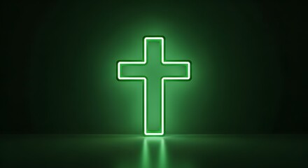 Obraz premium Cross neon reflecting prevention