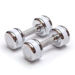Pair of Gym Dumbbells Isolated on White Background, Fitness Equipment