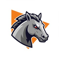 Horse mascot illustration with strong and dynamic look. Fast and powerful animal symbol isolated on white background. Perfect for esport logo, sports team emblem, and branding design.