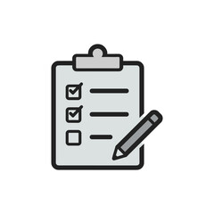 Clipboard icon set. Checklist on the clipboard line icon with checkmarks, checklist, document, gear, pencil. Clipboard outline icons. Checklist symbol. Editable stroke. Isolated. Vector illustration