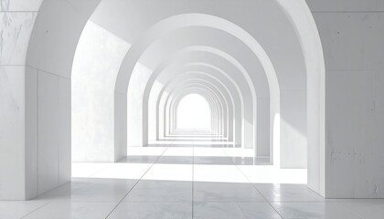 Infinite White Arches A Path to Clarity and Serenity in Architectural Design