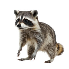 Fototapeta premium Raccoon playing Interacts with other raccoons or objects in a playful manner. full length isolate on transparent background