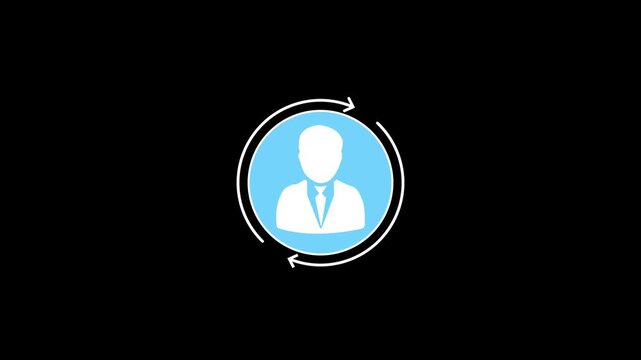 Business Professional Icon Cycle Loop Animation Corporate Person Silhouette Rotating Arrows Circular Motion Graphic