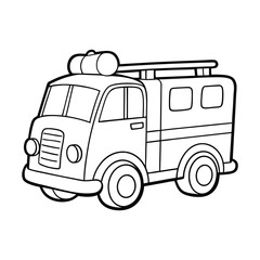 A fun cartoon fire truck coloring page, featuring a bright red engine, ladder, hoses, and cheerful details—perfect for kids to color and spark creativity!

