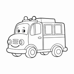 A fun cartoon fire truck coloring page, featuring a bright red engine, ladder, hoses, and cheerful details—perfect for kids to color and spark creativity!
