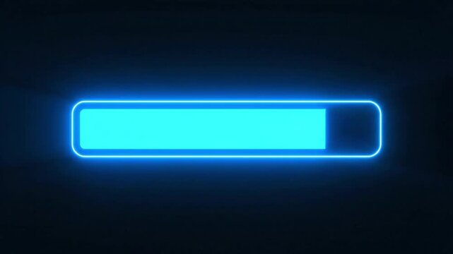 Futuristic neon retro loading bar glowing progress animation isolated on black
