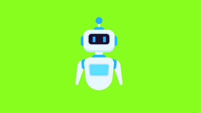 AI agent animation on a green screen background.