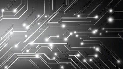 Circuit board pattern with glowing nodes