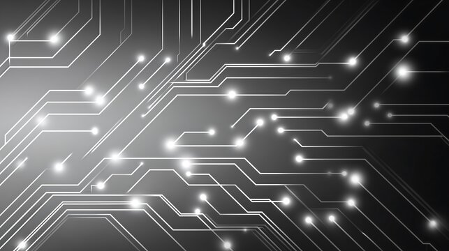 Circuit board pattern with glowing nodes