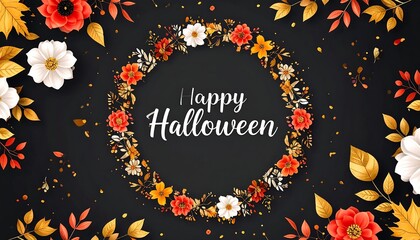 Halloween floral wreath on a dark background