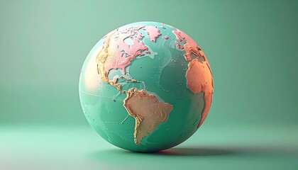 Stylized Earth globe, pastel tones, continents highlighted
