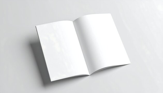 Open blank brochure on a light surface