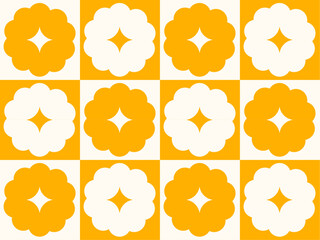 Floral Cloud Checkerboard Composition